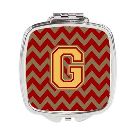 CAROLINES TREASURES Letter G Chevron Garnet and Gold Compact Mirror CJ1048-GSCM